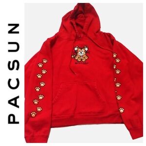 💵Y2K 2002 PacSun TILT Brand Tiger Skateboard Hoodie in Red Size Large